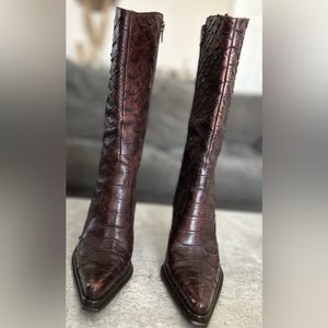 Nine West “Crocodile” Boots Dark brown